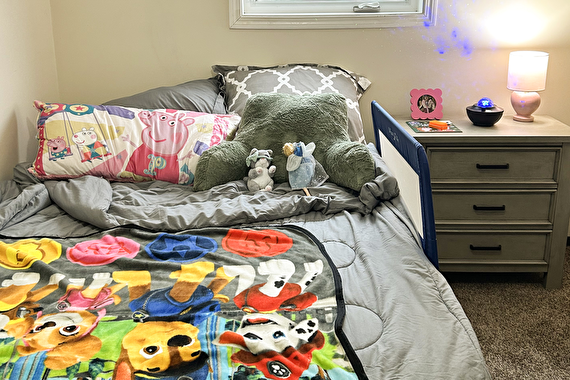 Bed and side dresser