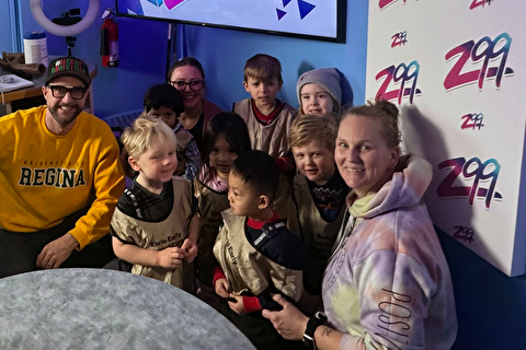 Group of EELC youth at Z99 radio station