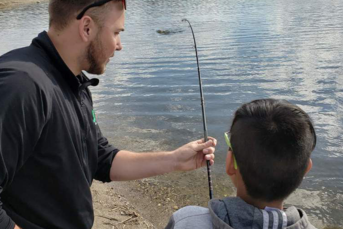 Youth and staff fishing